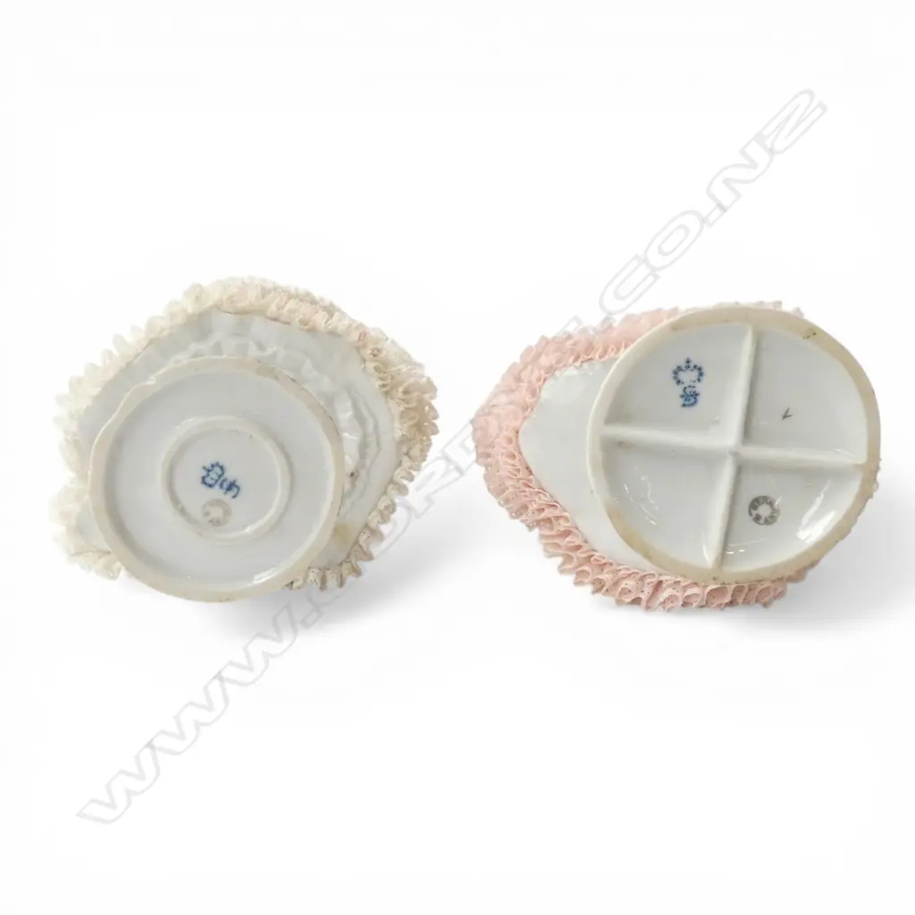2 GERMAN SITZENDORFER PORCELAIN LACE FIGURES with some small faults H.250mm Image 1++
