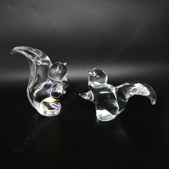 2 HANDCUT SELECTA CRYSTAL ANIMAL ORNAMENTS H.130mm 