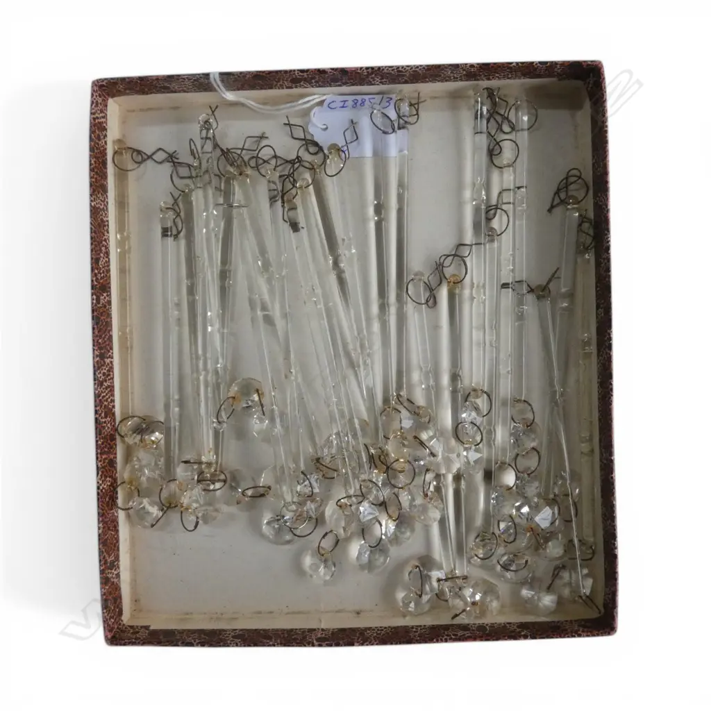 24 FACET CUT CRYSTAL STRING DROPS FOR HANGING, EACH W. TWO CRYSTALS, L.160MM Image 1++