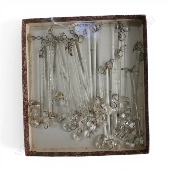 24 FACET CUT CRYSTAL STRING DROPS FOR HANGING, EACH W. TWO CRYSTALS, L.160MM