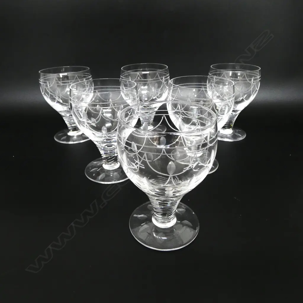 6 ETCHED 'TAMARA' STEWART CRYSTAL GLASS H.125mm  Image 1++