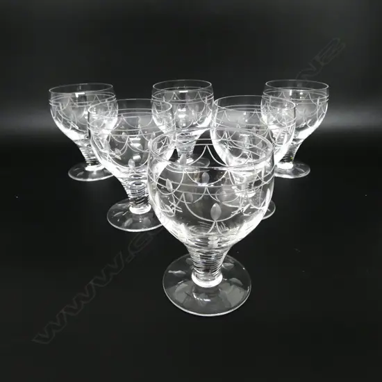 6 ETCHED 'TAMARA' STEWART CRYSTAL GLASS H.125mm 