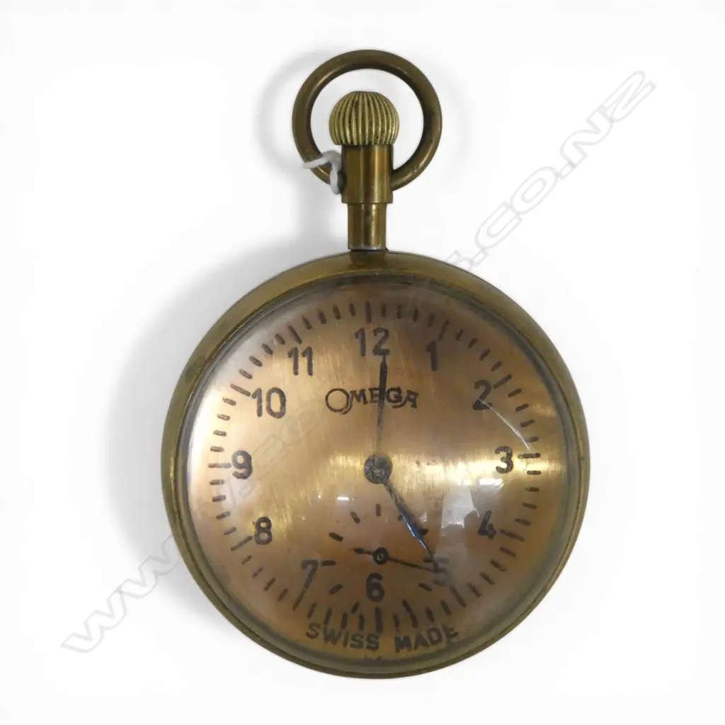BRASS & GLASS BALL DESK POCKET WATCH CLOCK probably late 20thC copy. Running. Dia.62mm. Image 1++