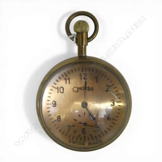 BRASS & GLASS BALL DESK POCKET WATCH CLOCK probably late 20thC copy. Running. Dia.62mm.