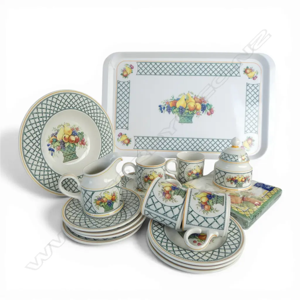 VILLEROY & BOCH 'BASKET' PART TEA SET INCL. TRAY 475x295mm & SERVIETTES Image 1++