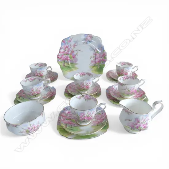 21 PCES ROYAL ALBERT 'BLOSSOM TIME' CHINA including 6 trios, cream, sugar & cake
