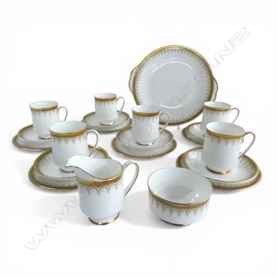 PARAGON ATHENA COFFEE SET, 6 TRIOS, S/C & CAKE PLATE 