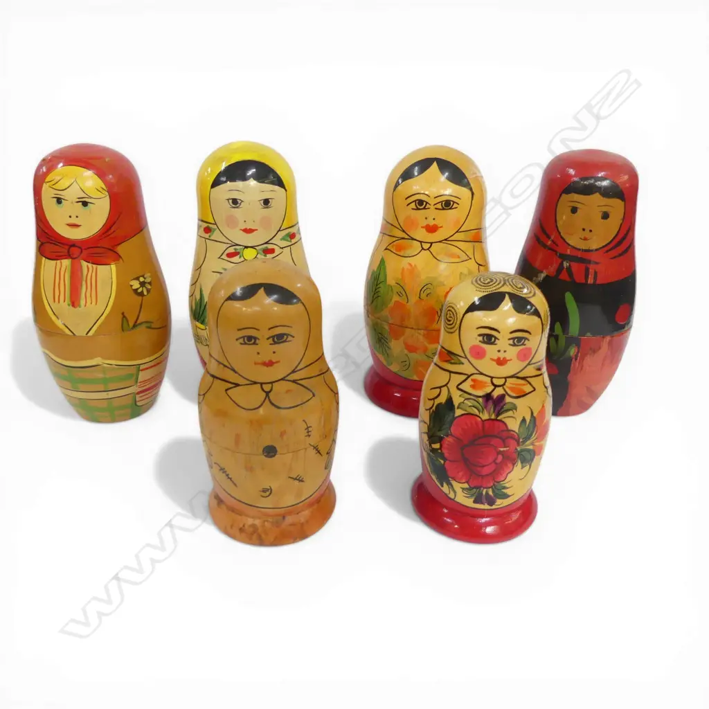 6 RUSSIAN MATRYOSHKA NESTING DOLLS H.140mm Image 1++