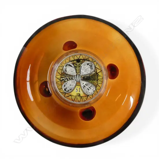 CASED 2012 50yrs OF FRIENDSHIP: N.Z. & SAMOA .999 SILVER PROOF $1 COIN 1oz with glass presentation stand