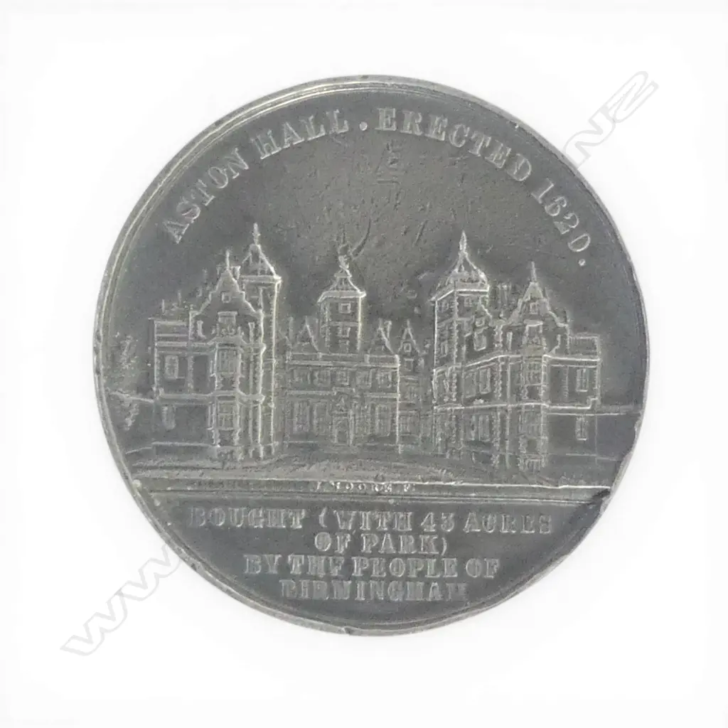 ANTIQUE MEDAL; 1858 QUEEN VICTORIA VISIT TO ASTEN HALL 45mm dia PEWTER Image 1++
