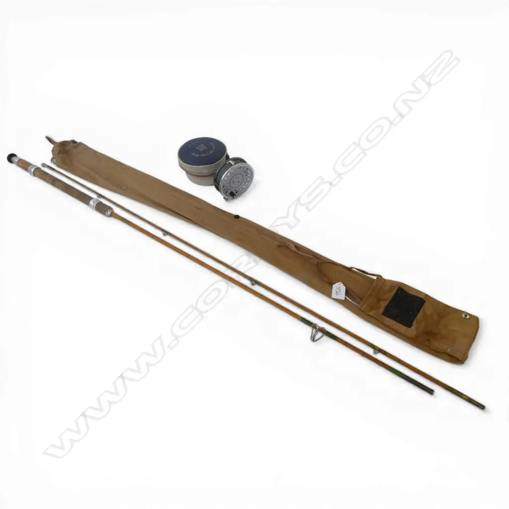 EDGAR SEALEY & SONS 2 PART SPLIT CANE ROD + CASED HARDY BROS 'MARQUIS' #8/9 REEL Image 1++