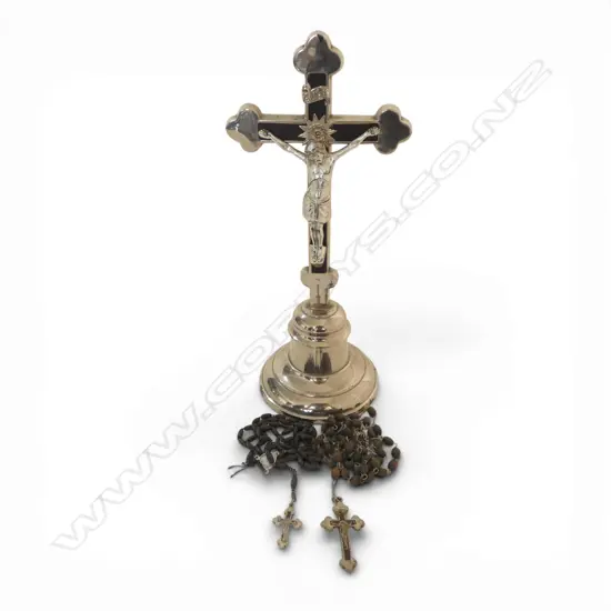 GERMAN SML ALTAR CRUCIFIX & 2 ROSARIES