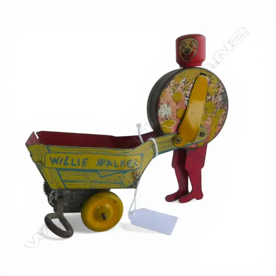 CLOCKWORK WILLIE WALKER METAL TOY BY LINCOLN TOYS H 135 MM