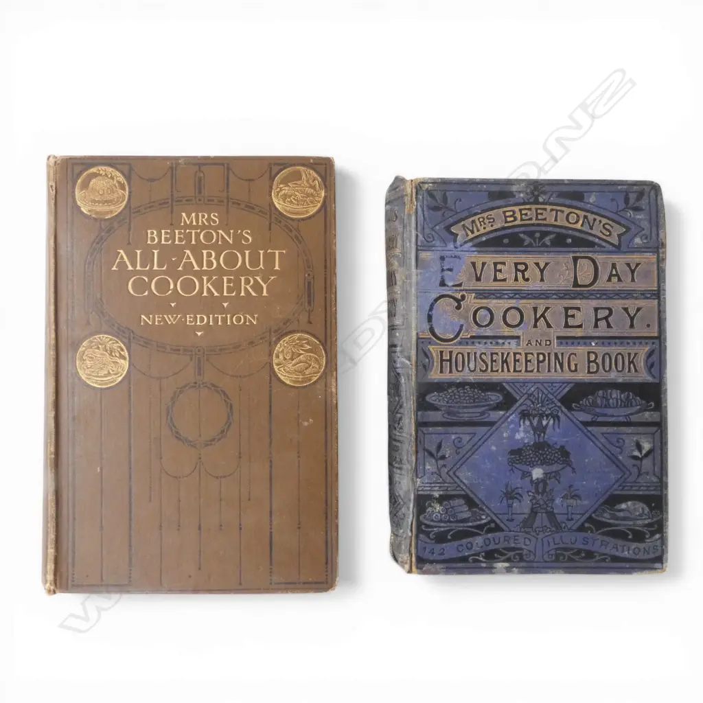 TWO ANTIQUE MRS BEETON’S COOKBOOKS ‘EVERYDAY COOKERY’ & ‘ALL ABOUT COOKERY’ 1911 Image 1++
