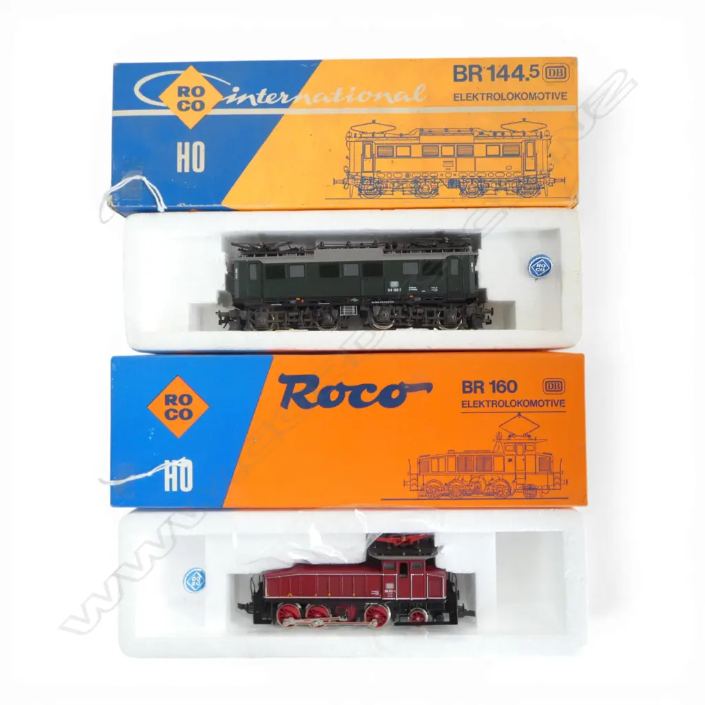 2 BOXED ROCO HO DB ELECTRIC LOCOMOTIVES: BR 160 04129A & BR 144.5 04130S Image 1++