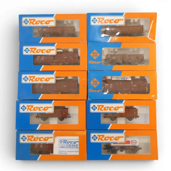 10 ASST. BOXED HO DB ROCO WAGONS ...