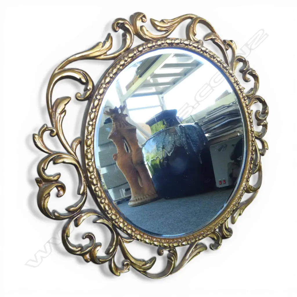 GILT METAL FRAMED MIRROR w.530mm. Image 1++