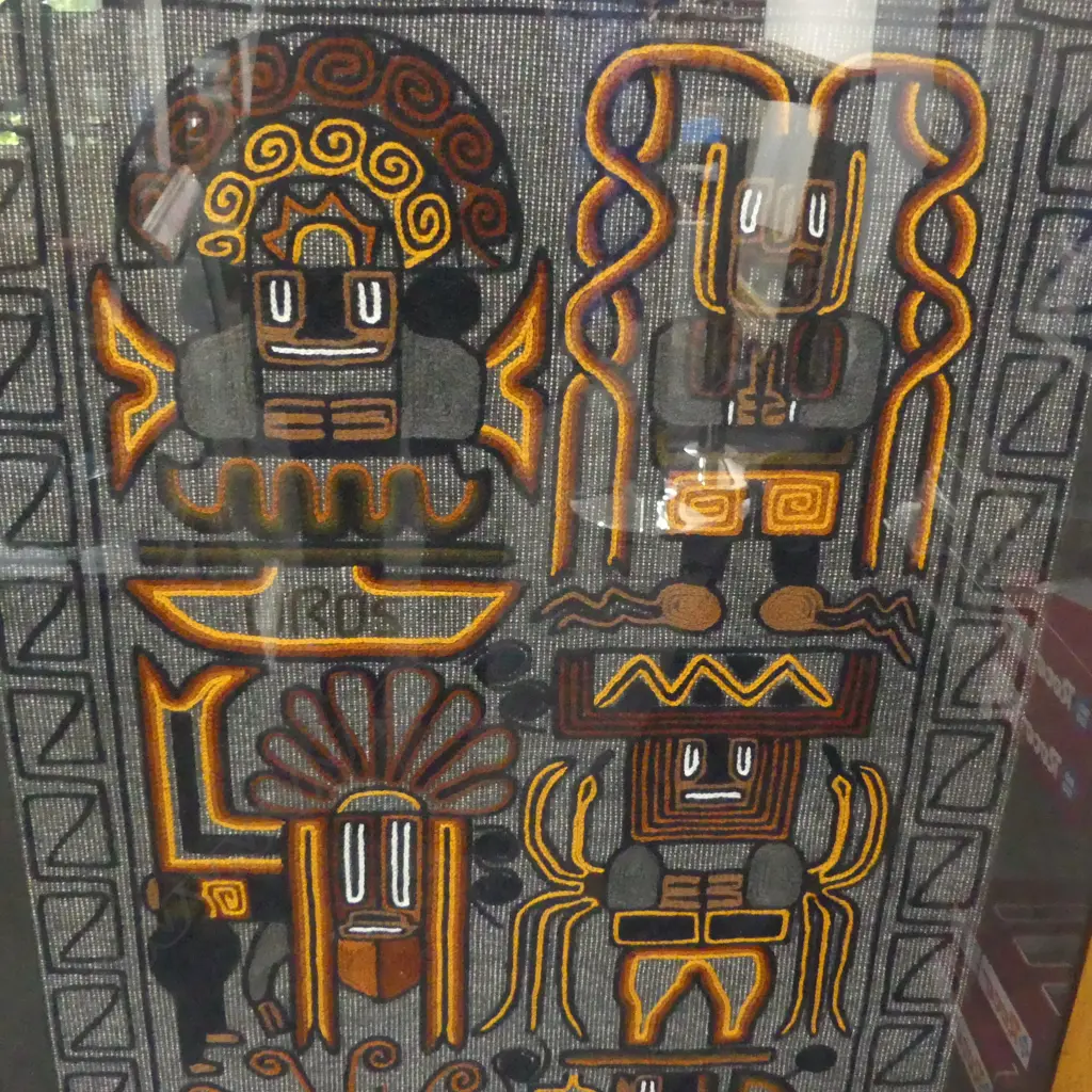 FRAMED PERUVIAN TEXTILE, 1110 X 610mm Image 1++