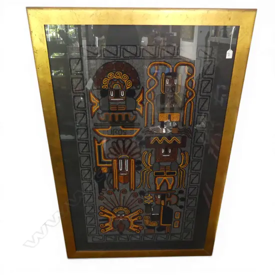 FRAMED PERUVIAN TEXTILE, 1110 X 610mm
