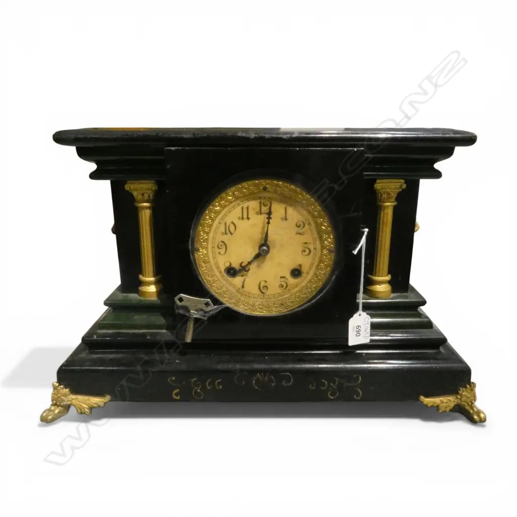 EBONISED MANTLE CLOCK W.460mm Image 1++