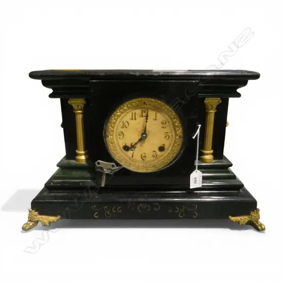 EBONISED MANTLE CLOCK W.460mm