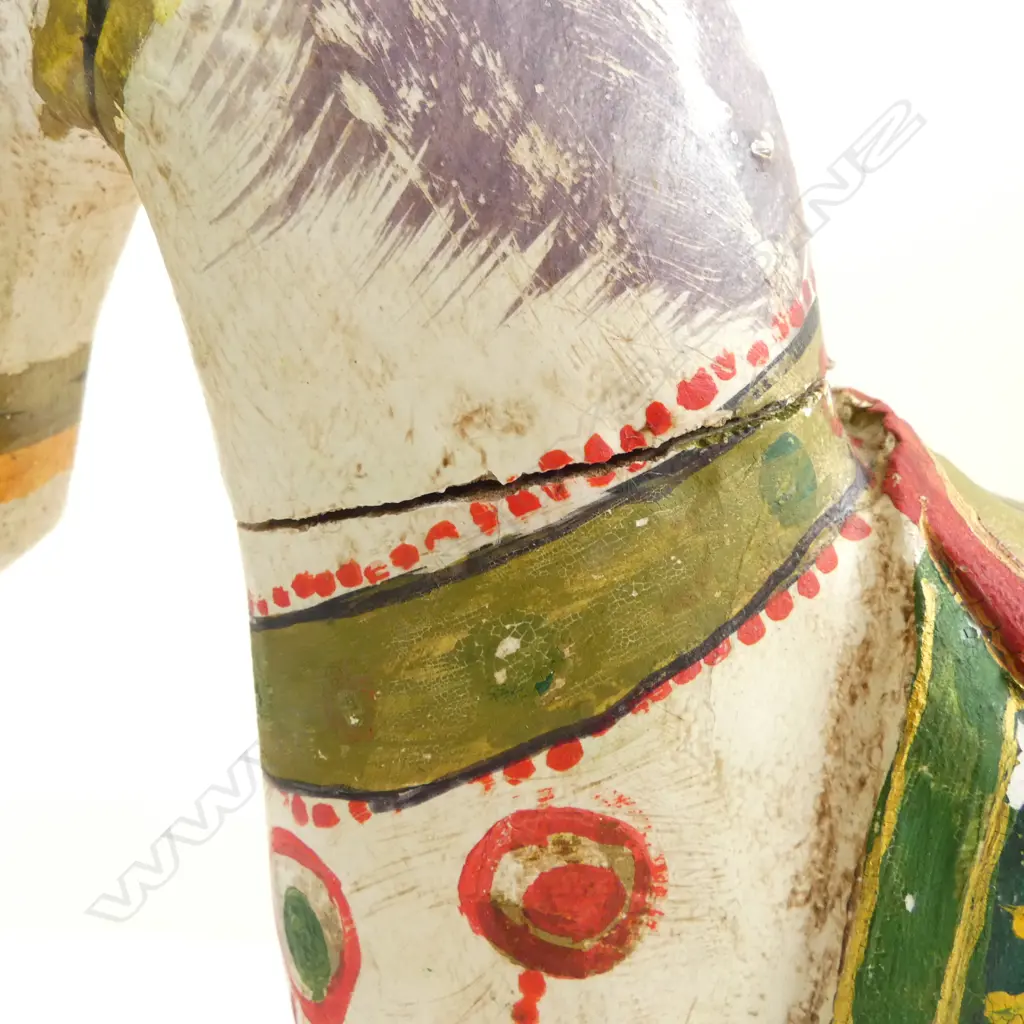 HAND CARVED AND PAINTED DECORATIVE ROCKING HORSE - (A/F - REPAIRED AROUND NECK) Image 1++