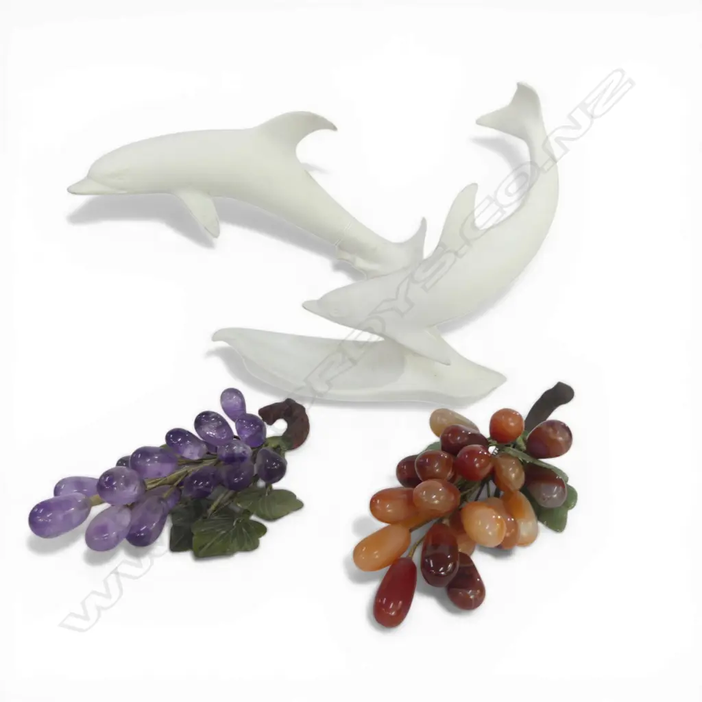 KAISER GERMANY DOLPHIN SCULPTURE H.190mm + 2 GEM GRAPES Image 1++