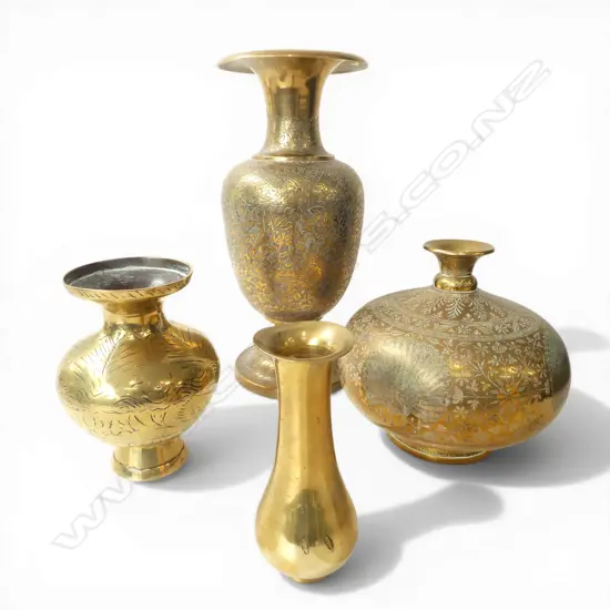 4 BRASS VASES H.310mm