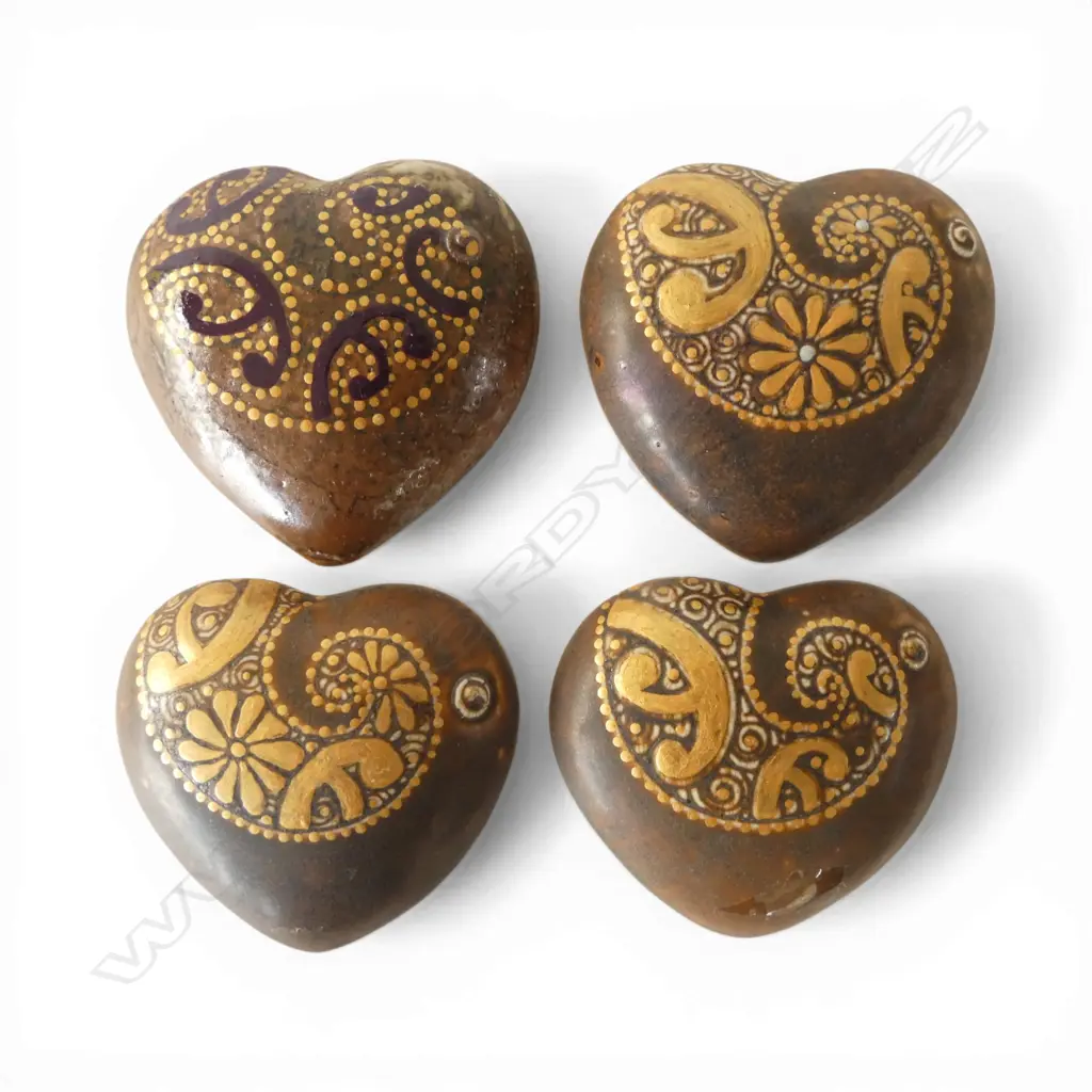 4 KEUM SUN LEE WALL HANGING HEARTS brown & gold, L.80mm Image 1++