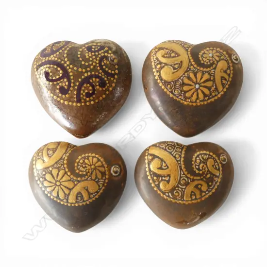4 KEUM SUN LEE WALL HANGING HEARTS brown & gold, L.80mm