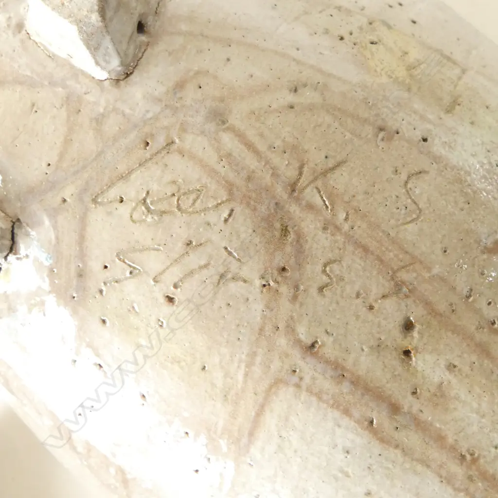 KEUM SUN LEE FISH SHAPED PLATTER pale blue w flower, koru & fish hook detail, L.480mm Image 1++