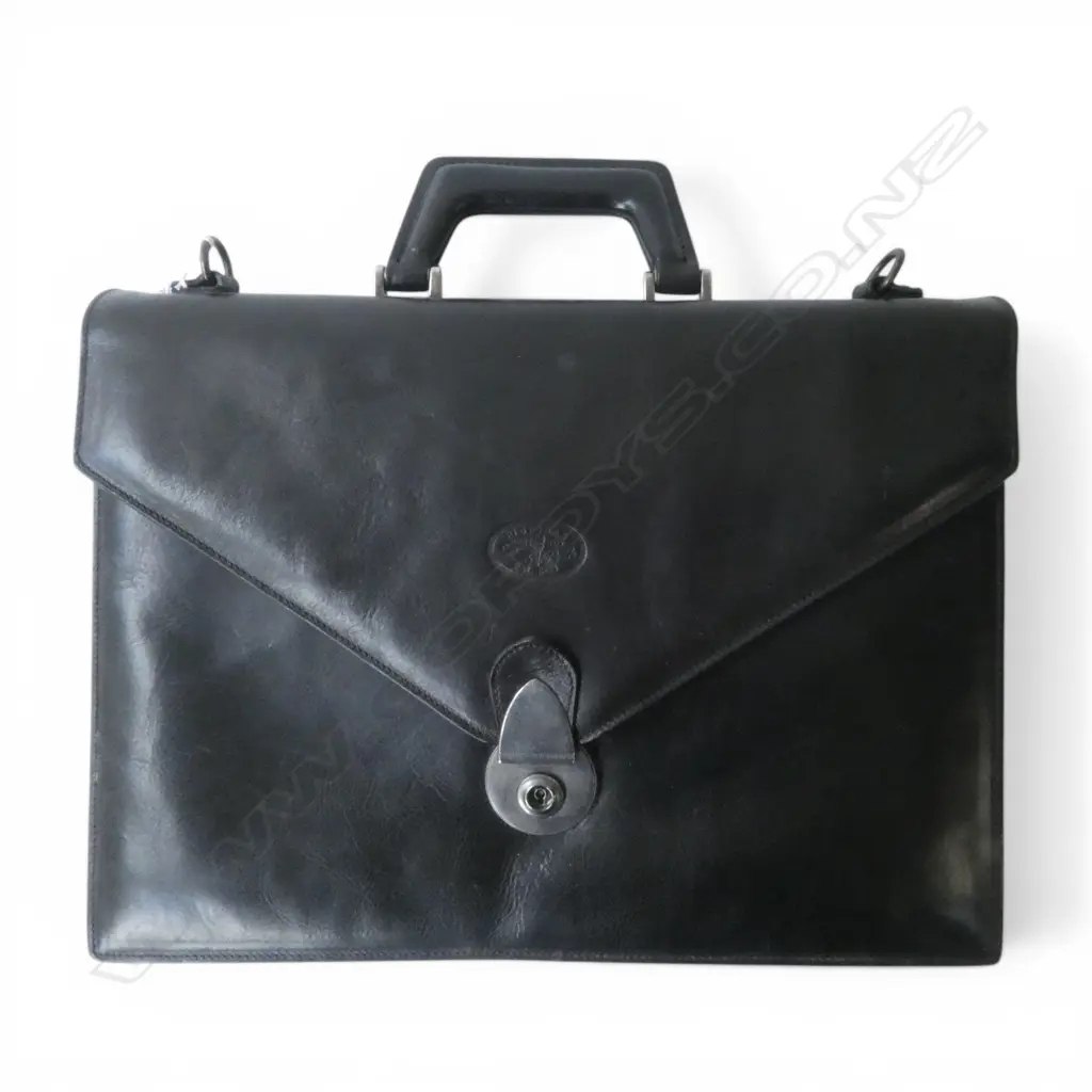 BLACK LEATHER BREIFCASE BY LAPA FLORENCE, MADE IN ITALY W.410mm + DUST BAG Image 1++