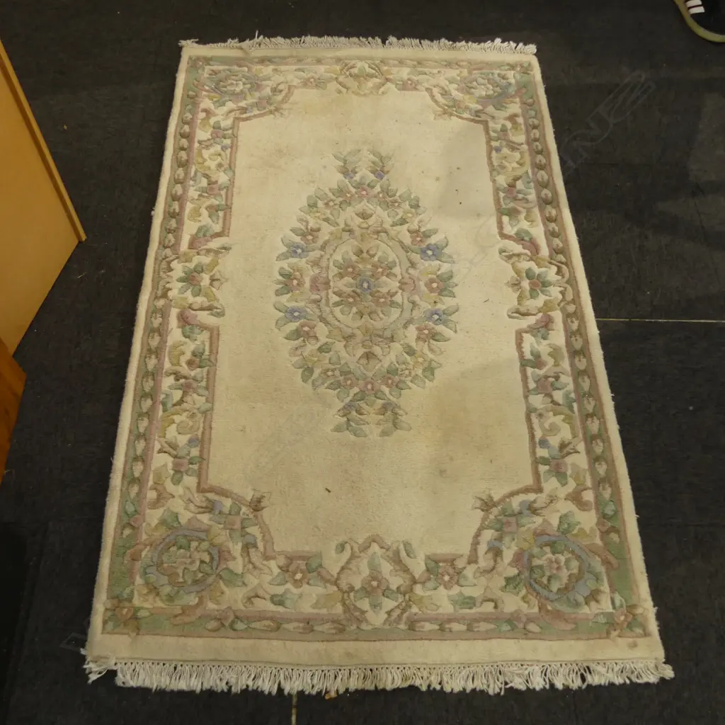 HAND KNOTTED CREAM WOOL PILE RUG 1700x1060mm Image 1++