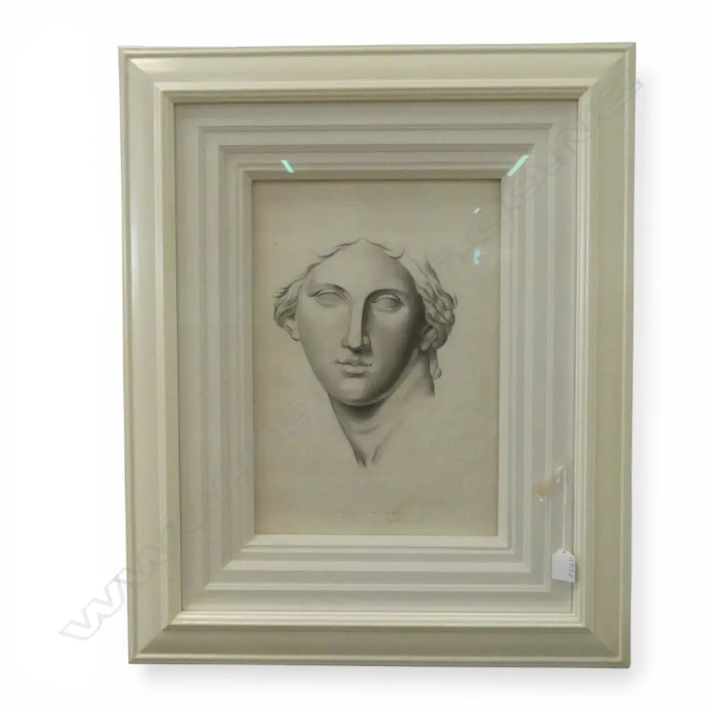 ELABORATLY FRAMED DRAWING OF A CLASSICAL FIGURE, 420 X 280mm  Image 1++