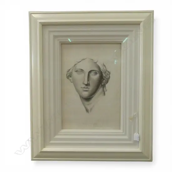 ELABORATLY FRAMED DRAWING OF A CLASSICAL FIGURE, 420 X 280mm 