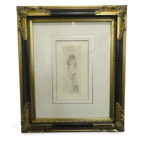NORMAN LINDSAY, 'COUQUETTE' FASCIMILE PRINT, ED. 504/550, 240 X 100mm (in elaborate frame)