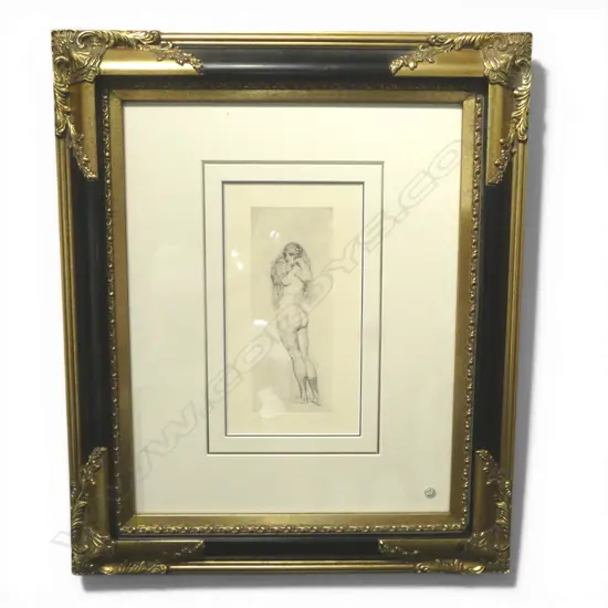 NORMAN LINDSAY, 'COUQUETTE' FASCIMILE PRINT, ED. 504/550, 240 X 100mm (in elaborate frame)