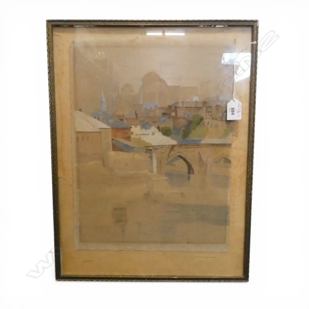 MONOGRAMMED LOWER LEFT, VIEW OF DURHAM, WATERCOLOUR, 370 X 290MM Image 1++