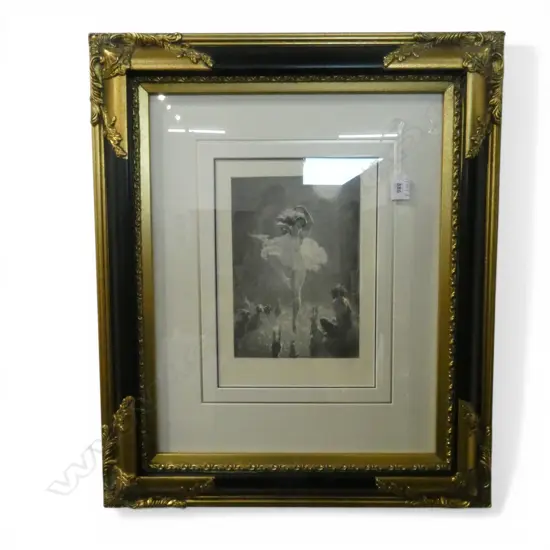 NORMAN LINDSAY,  'THE AUDIENCE' FASCIMILE PRINT ED. 224/550, 245 X 170mm (in elaborate frame)