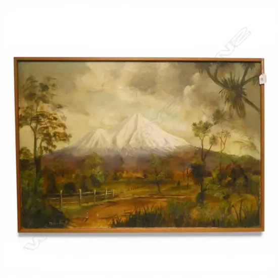 MILDRED NEWITT, MT TARANAKI, OIL ON CANVAS 615x885mm