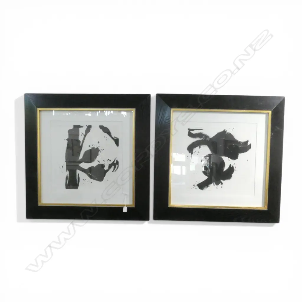 PR SIGNED ARTWORKS 'UNTITLED I & II' INK ON PAPER 430x430mm (850x850mm OVERALL) Image 1++