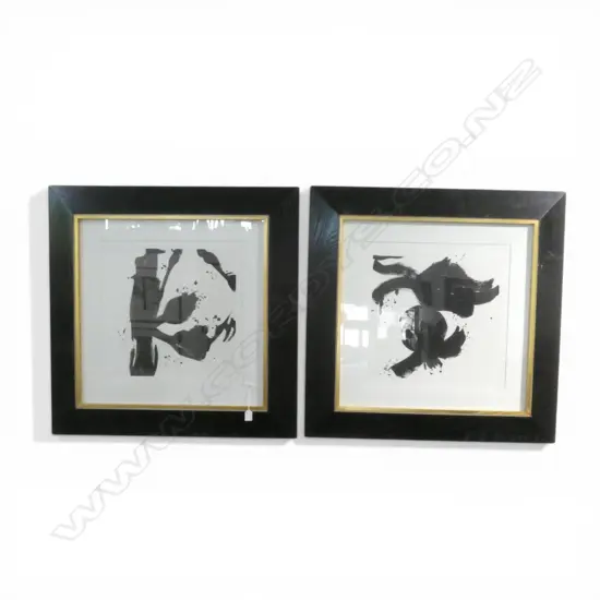 PR SIGNED ARTWORKS 'UNTITLED I & II' INK ON PAPER 430x430mm (850x850mm OVERALL)