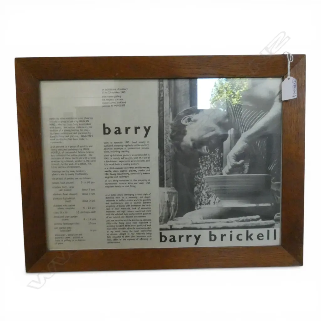 FRAMED BARRY BRICKELL EXHIBITION POSTER NEW VISION GALLERY, 11 - 23 OCTOBER 1965, 280x395mm Image 1++