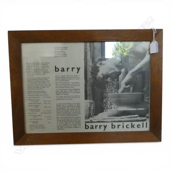 FRAMED BARRY BRICKELL EXHIBITION POSTER NEW VISION GALLERY, 11 - 23 OCTOBER 1965, 280x395mm