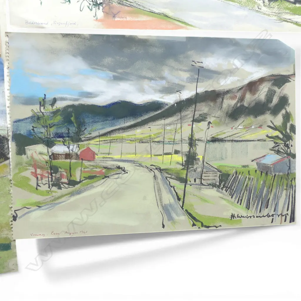 HELLMUTH WEISSENBORN, LGE GROUP OF LANDSCAPES, PASTEL OR CHARCOAL ON PAPER, SOME SIGNED, 370 x 560mm (approx) Image 1++