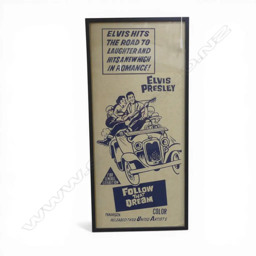 FRAMED VINTAGE ELVIS PRESLEY 'FOLLOW THAT DREAM' POSTER 755x335mm Image 1++