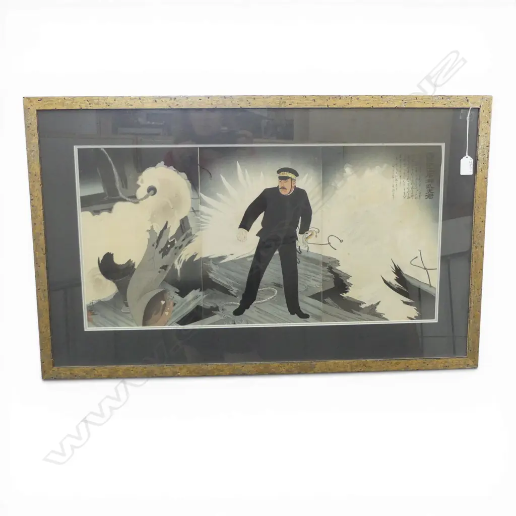 JAPANESE TRIPTYCH UKIYO-E BY KOBAYASHI KIYOCHIKA (1847-1915) 'THE HEROIC COMMANDER HIROSHI' 340x690mm... Image 1++