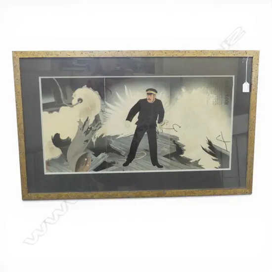 JAPANESE TRIPTYCH UKIYO-E BY KOBAYASHI KIYOCHIKA (1847-1915) 'THE HEROIC COMMANDER HIROSHI' 340x690mm...