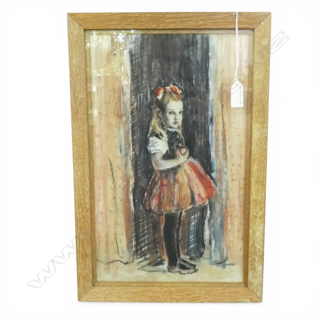 FRAMED ACRYLIC ON BOARD OF YOUNG GIRL 365x225mm Image 1++