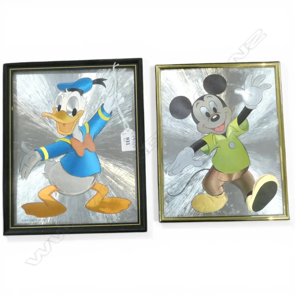 2 1980s DISNEY ARTWORKS; MICKEY MOUSE & DONALD DUCK 245x195mm Image 1++